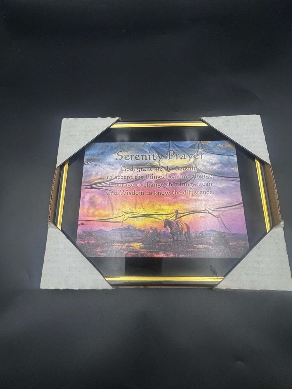 Serenity Prayer Cowboy Landscape Framed Wall Art